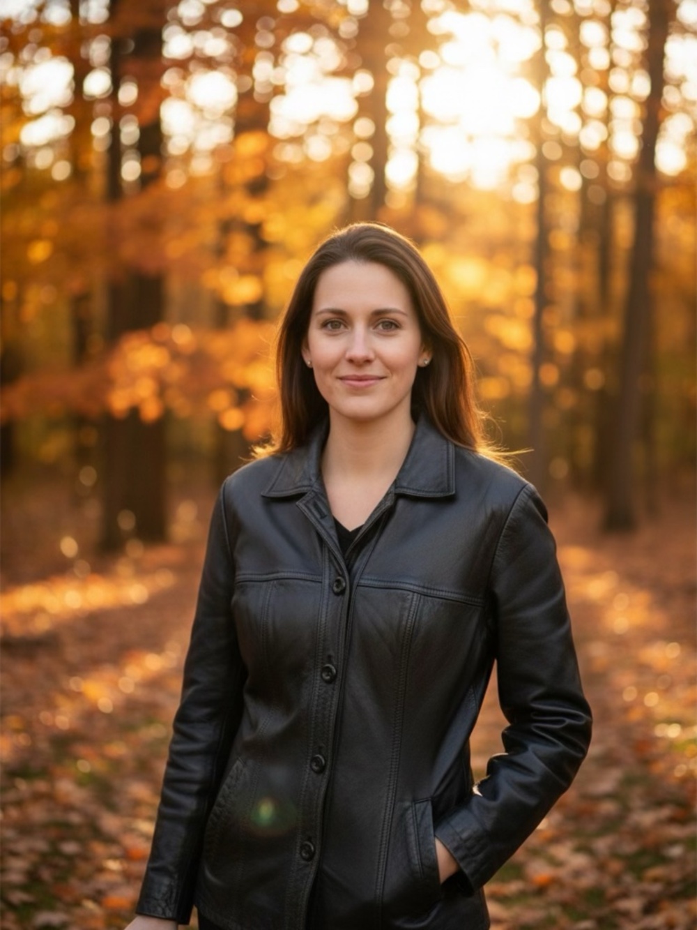 Vintage Soft Black Leather Women’s  Button-Up Jacket